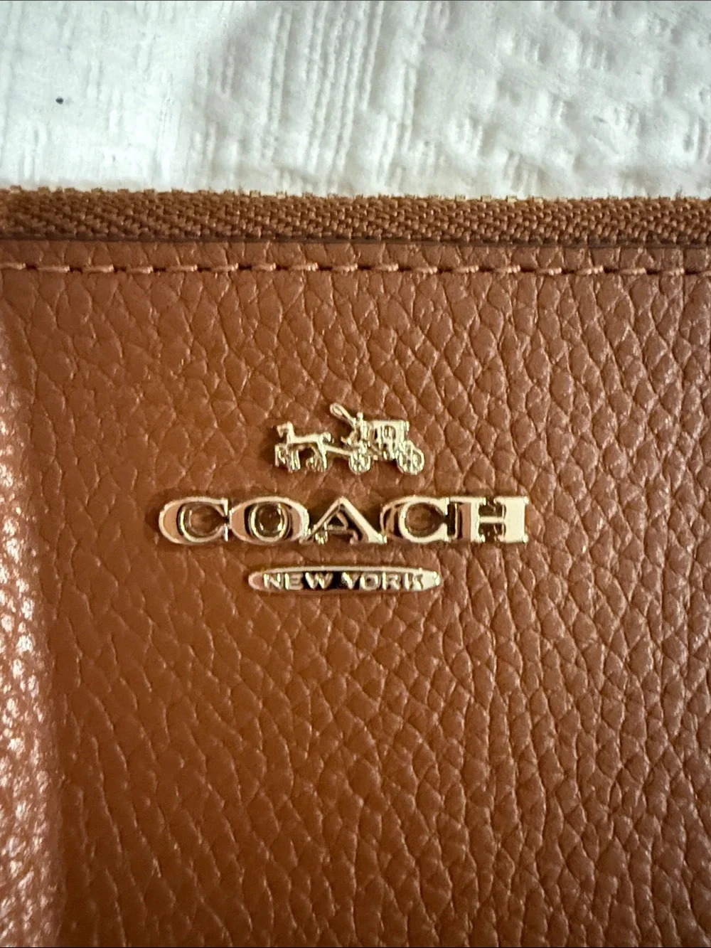 Coach Chestnut Pebbled Leather Wristlet